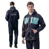 Lifelong Men’s Raincoat Set | Waterproof Polyester Double-Coated Reversible Rain Suit | Hooded Jacket with Inner Mobile Pocket & Pants | Standard Length for Hiking,Camping XL Navy Blue with Aqua Green