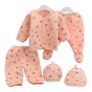 Guru Kripa Baby Products Newborn Baby Winter Wear Keep Warm Cartoon Printed Baby Clothes Cotton Baby Boys Girls Unisex Baby Fleece Suit Infant Clothes 5 Pcs Sets Orange For 0-3 Months