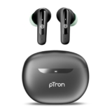 pTron Bassbuds Astra in-Ear TWS Earbuds w/Stereo Sound, 34Hrs Playtime, Stereo Calls, Custom EQ, Mobile App, BTv5.3 Headphones, Touch Control, Voice Assistant, Type C Charging & IPX4 (Black/Green)
