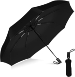 Kerok Portable Auto Travel Umbrella – Windproof for Rain, Strong for Wind, Auto Open/Close Button, Perfect Car Umbrella for Men & Women (Black)