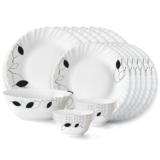 Larah by Borosil Shadow Fluted Series Opalware Dinner Set | 19 Pieces for Family of 6 | Microwave & Dishwasher Safe | Bone-Ash Free | Crockery Set for Dining & Gifting | Plates & Bowls | White