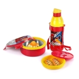 CELLO Tiffy Spiderman Gift Set Insulated Lunch Box & Water Bottle for Kids | Tiffin Box 460 ml, Water Bottle 400 ml, Red & Yellow | Leak Proof | Easy to Clean | Ideal for School, Picnic