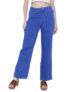 FireAge Light Blue Colored Washed High Rise Wide Leg Opening Retro 5 Pockets Stretchable Denim Jeans Pant for Women