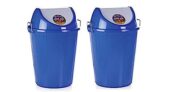 ARISTO Plastic Swing Lid Dustbin with Side Handle 80 LTR BLUE & BLUE PACK OF 2