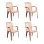 Cello Prominent Set of 4 Chairs (Beige) | Strong and Durable | Easy to Clean | Chair for Living Room, Bed Room, Kitchen, Office Room, Outdoor | 3 Years Warranty