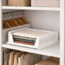 Go Hooked Foldable Wardrobe Organizer with Drawer Style Pull Out Design | Small (44x34x14.5 cm) Shelf Storage Box | Heavy Duty Plastic Shirt Stacker for Cupboard, Almirah & Closet | White