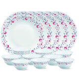 Larah by Borosil Glass PentasThali Set (White) – 18 Pieces