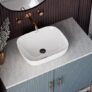 BATHBELLA Table Top Ceramic Wash Basin For Bathroom | Rectangular Counter Top Bathroom Sink, Premium Glossy White Above Counter Vanity Basin, Modern Design (18 x 13 x 5 Inch)