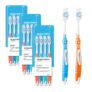 Amazon Basics Orbit Toothbrush for Adults, Multicolour | 12-Count (4 × 3 Packs) | Soft Polished Bristles for Cavity Protection, Deep Cleaning & Gentle Gum Care | Made in India
