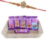 Astonished Retail Flavoured Dairy Milk Chocolate Gift Basket | Premium Rakhi Chocolate for Brother | Designer Ganeshji Rakhi with Chocolates | Roli, Chawal, Chandan, Misri | 384
